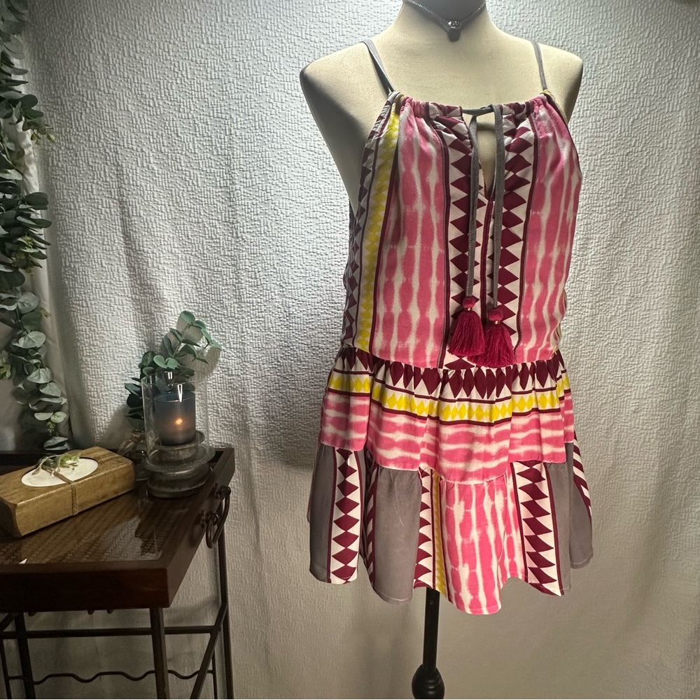 THML Boho Halter Tank Top w/Tassels Size M